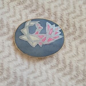 OVAL Hand Painted Brooch Signed UHLIG